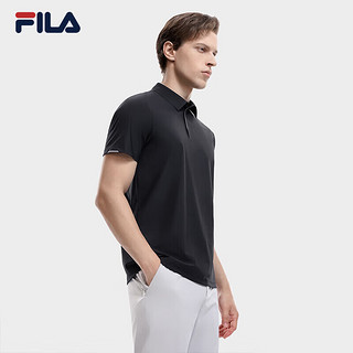 FILA 斐乐男子针织短袖POLO衫2024夏季简约凉感商务休闲上衣 190/108A/XXXL