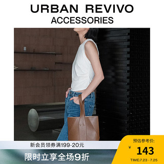 URBAN REVIVO 2024春季女士几何分割手提单肩包UAWB40152 深咖棕