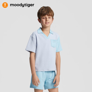 moodytiger儿童家居服夏款可外穿男女童宽松短袖短裤柔软亲肤睡衣居家服1