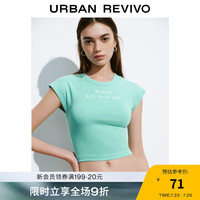 UR2024秋季女装时尚修身字母印花短款短袖T恤UWL440193 冰淇淋绿 S