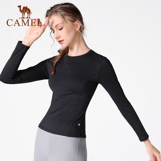 骆驼 CAMEL瑜伽服女上衣秋季跑步衣服T恤秋冬季运动服紧身衣长袖服