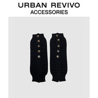 URBAN REVIVO2024秋季女士甜酷风条纹堆堆袜套UAWA40280 黑色 F