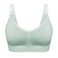 婧麒(JOYNCLEON)哺乳文胸内衣无痕文胸哺乳睡眠内衣喂奶胸罩聚拢 浅灰绿 M