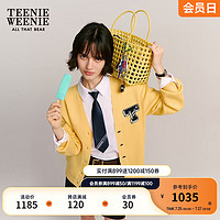 Teenie Weenie小熊2024年早秋V领撞色针织开衫 黄色 160/S