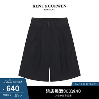 KENT&CURWEN 肯迪文 KC夏季玫瑰刺绣纯棉宽松休闲A字短裤女K4771W0011 深蓝 XS