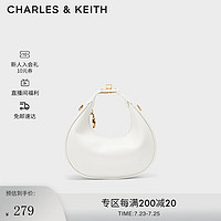 CHARLES&KEITHCK2-40270899女士纯色链条单肩新月包 White白色 S