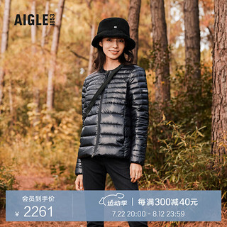 AIGLE艾高秋冬款女士户外休闲时尚短款轻量鹅绒羽绒服 黑色 AF911 42(175/96A)