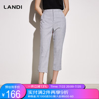 蓝地（LANDI）装饰线修身九分西装裤女通勤中腰铅笔裤 浅灰 XL