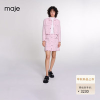 Maje2024早秋女装时尚气质格纹粉色花呢短款外套MFPVE00596 粉色 T34