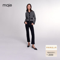 Maje2024早秋女装法式休闲黑白条纹针织开衫上衣MFPCA00521 黑色 T0