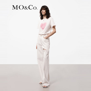 MO&Co.2024夏新品【抗菌防螨】闪粉印花棉质短袖T恤MBD2TEE037