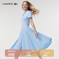 LACOSTE法国鳄鱼女装夏季时尚优雅POLO领短袖连衣裙女|EF1682 HBP/天蓝色 M 38/165