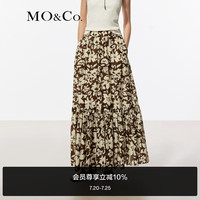 MO&Co.2024夏新品花叶图案含桑蚕丝棉质松紧高腰半身裙MBD2SKT066 抽象笔触色