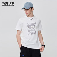 马克华菲T恤男夏季透气男士短袖上衣全棉舒适花卉刺绣打底衫 本白 54/XL 