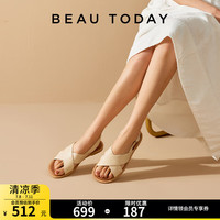 BEAUTODAY罗马凉鞋女鞋交叉带凉拖鞋女外穿夏季薄款透气2024新款沙滩鞋子