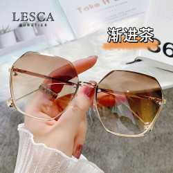 LESCA LUNETIER 新潮女防紫外线太阳眼镜渐变进双茶色