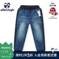 allo&lugh阿路和如童装女童牛仔裤儿童小童阔腿直筒长裤宽松裤舒适百搭 男款-牛仔色-拼接款 90cm