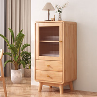 雅客集餐边柜实木储物柜一体靠墙柜子客厅收纳置物柜厨房备餐柜家用边柜 原木色【矮柜50*40*100cm】