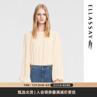 歌力思（ELLASSAY）2024秋季洋气百褶灯笼袖遮肉显瘦衬衫女EWB353C01300 浅米杏 S