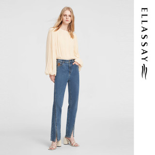 歌力思（ELLASSAY）2024秋季洋气百褶灯笼袖遮肉显瘦衬衫女EWB353C01300 浅米杏 S