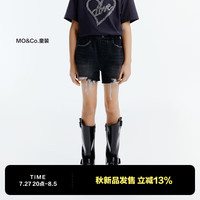 little MO&Co.little moco童装24秋装女童纯棉破洞牛仔短裤热裤KBD3SOT002 牛仔黑色 110/53