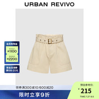UR2024秋季新款女装法式花苞腰可拆卸腰带宽松短裤UWL640043 浅卡其 XS