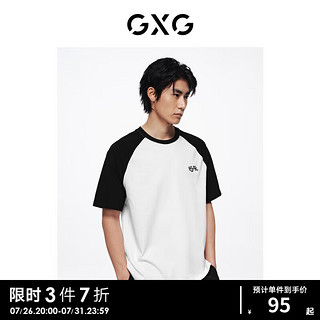 GXG 奥莱插肩袖短袖T恤24年夏 黑白色 185/XXL