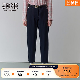 TEENIE WEENIE 小熊2024时尚简约莱卡弹力休闲裤通勤宽松裤子女 藏青色 170/L