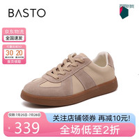 百思图24秋复古运动休闲德训鞋平跟女休闲鞋G3012CM4
