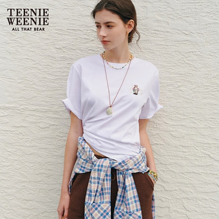 Teenie Weenie【凉感防晒】小熊2024夏装简约休闲短袖T恤上衣 白色 170/L