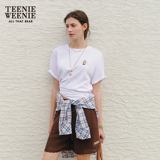 Teenie Weenie【凉感防晒】小熊2024夏装简约休闲短袖T恤上衣 白色 170/L