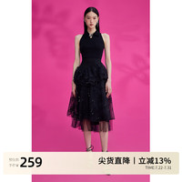 欧时力商场同款 陈粉丸联名系列 蕾丝绣花半身裙夏装高腰蓬蓬裙 黑色090