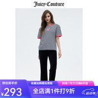 JUICY COUTURE【清新休闲】橘滋T恤女2023春夏新款美式百搭条纹撞色短袖上衣