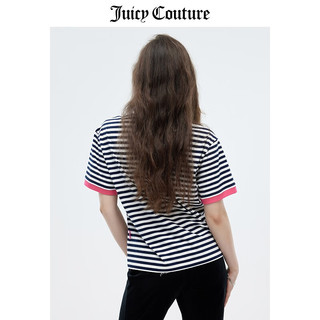 Juicy Couture 橘滋 条纹撞色短袖T恤 粉红 L