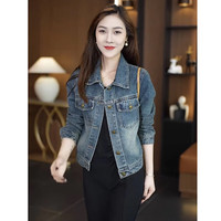 亲素(KINNSU)2024春季休闲牛仔外套女短款春秋宽松复古港风百搭小个子上衣 牛仔蓝 L