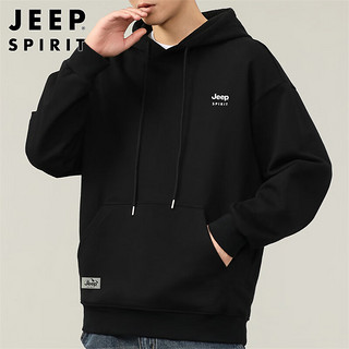 JEEP SPIRIT吉普卫衣男连帽秋季休闲宽松长袖T恤男打底衫男 黑色 3XL 