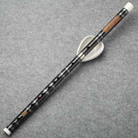 董雪华黑色笛子 竹笛古风精制横笛 演奏笛 初学专业苦竹笛入门 F调1节无字款+配件