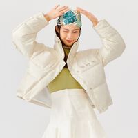 森马 Semir羽绒服女立领短款白鸭绒冬季宽松纯色简约风女士外套