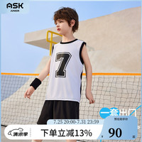 ASK JUNIOR男童运动套装2024夏季轻薄快干无袖背心宽松短裤篮球服两件套 黑色 110