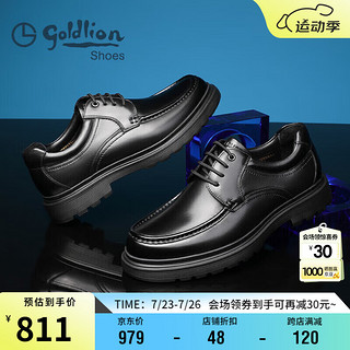 goldlion 金利来 男鞋商务休闲鞋时尚轻质皮鞋舒适耐磨德比鞋G521330295AAA黑色40