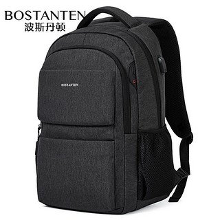 波斯丹顿 男士双肩包男生学生书包潮流出差旅游背包大容量15.6英寸电脑包女 黑色