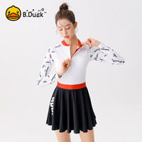 小黄鸭 B.Duck泳衣女显瘦遮肚连体裙式2024高级感保守防晒游泳衣