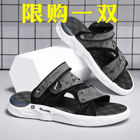 AIZUNSHI凉鞋男款夏季2024软底拖鞋外穿休闲开车两用男士沙滩皮凉拖鞋 灰色 42