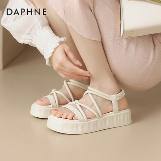 达芙妮（DAPHNE）厚底增高罗马凉鞋女2024时尚百搭配裙子绝美女凉鞋 米色 35