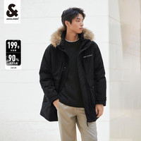 杰克·琼斯（JACK&JONES）冬季新款保暖男士上衣时尚百搭舒适简约拼色连帽羽绒服外套男装
