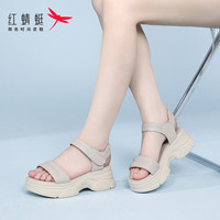 红蜻蜓 RED DRAGONFLY凉鞋女仙女风厚底增高休闲鞋运动罗马沙滩鞋女WLK24125