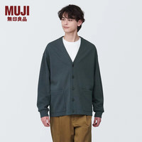 無印良品 MUJI（無印良品 ）男式 双层织 V领开衫 男士长袖针织衫  AB1LZA4S 深藏青色 L 175/100A