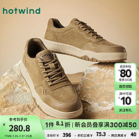热风（Hotwind）系带纯色猪头层皮革时髦都市魅力有型24年秋季运动户外鞋 08杏色 38 偏大半码