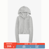 HOLLISTER24秋季辣妹小海鸥刺绣连帽针织开衫女 KI350-4185 深灰色 L (165/100A)