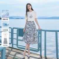 香影 X.YING【2024时尚夏装】凉感半身裙套装女t恤新中式水墨裙子两件套